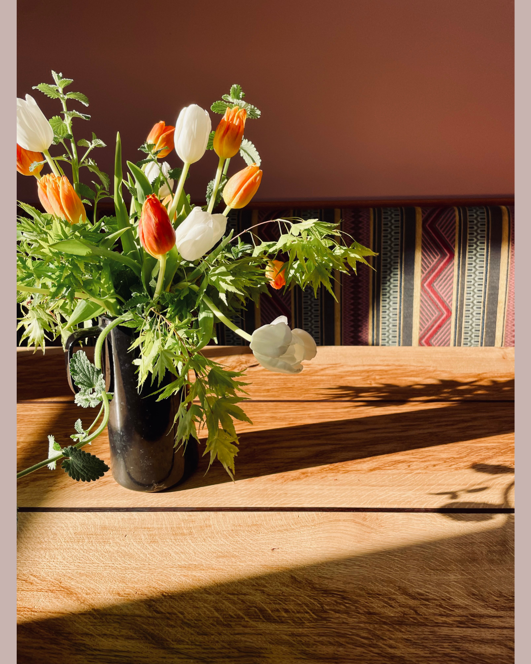 Mid Century Modern Brown Oak &amp; Petrified Bog Oak Dining Table