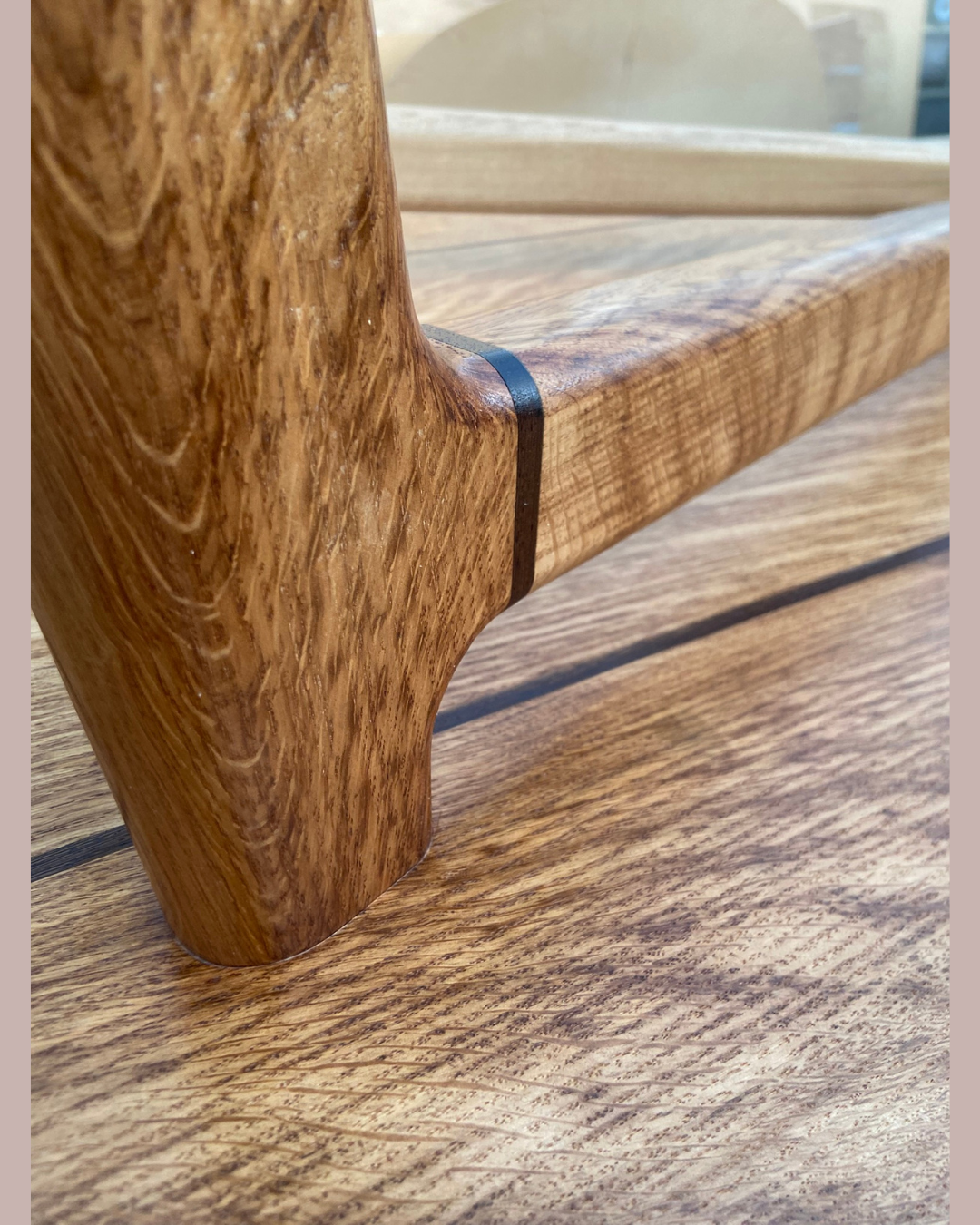 Mid Century Modern Brown Oak &amp; Petrified Bog Oak Dining Table