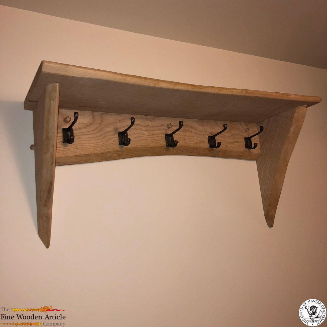 Solid English Ash Coat Peg Shelf Unit