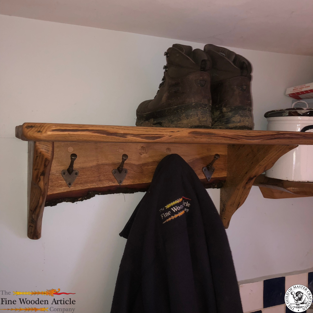 Solid English Oak Coat Peg Shelf Unit