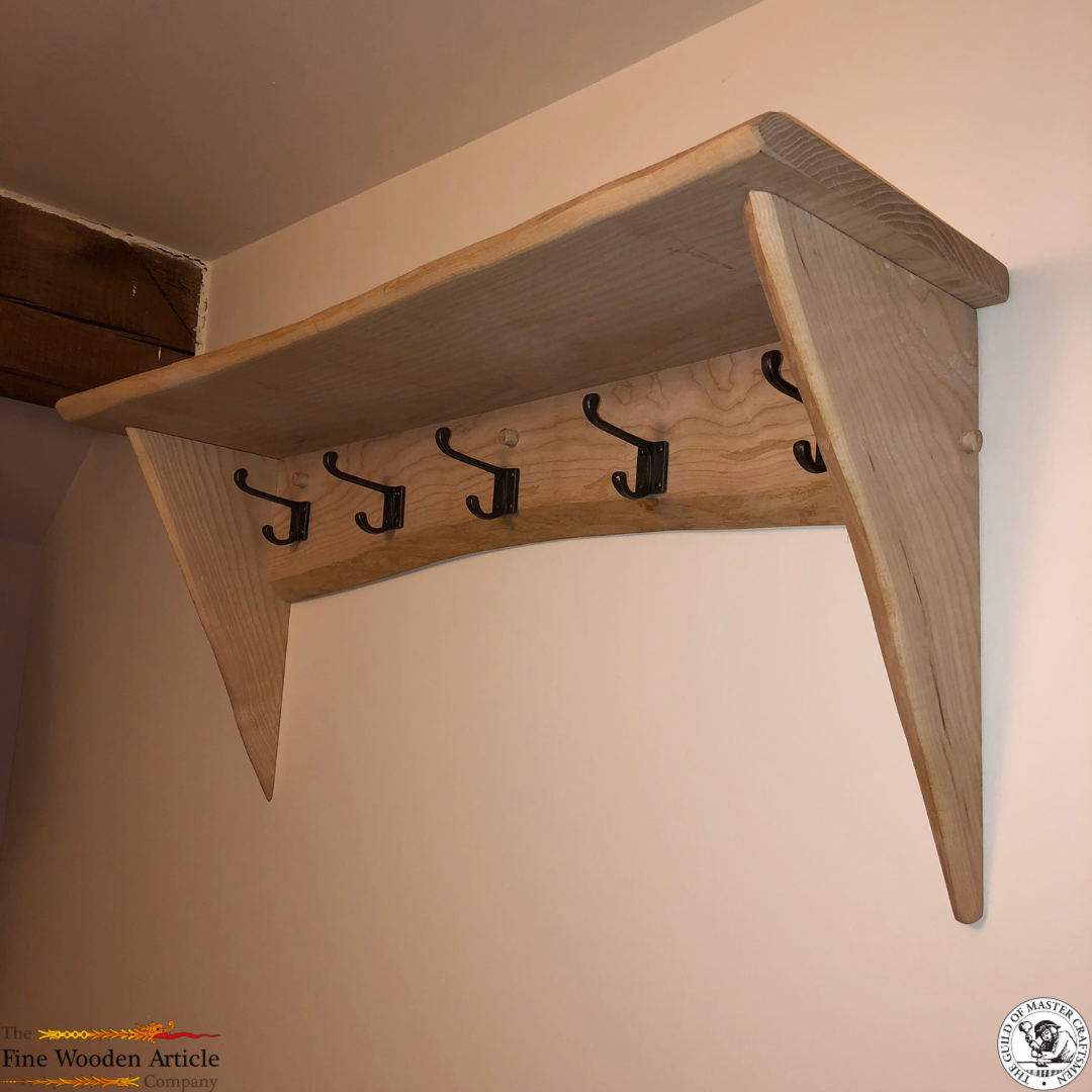 Solid English Ash Coat Peg Shelf Unit