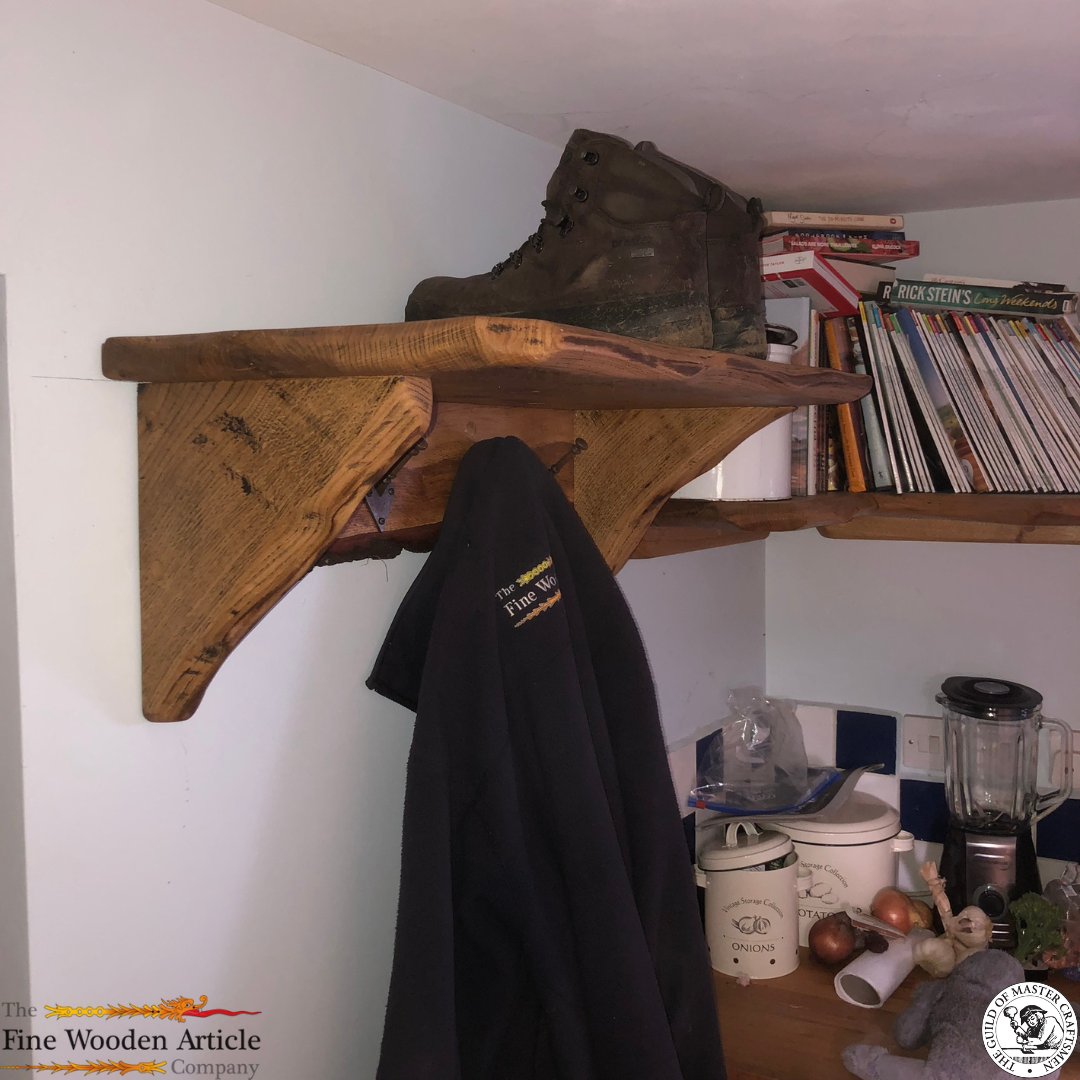 Solid English Oak Coat Peg Shelf Unit