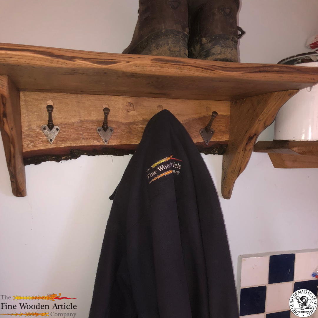 Solid English Oak Coat Peg Shelf Unit