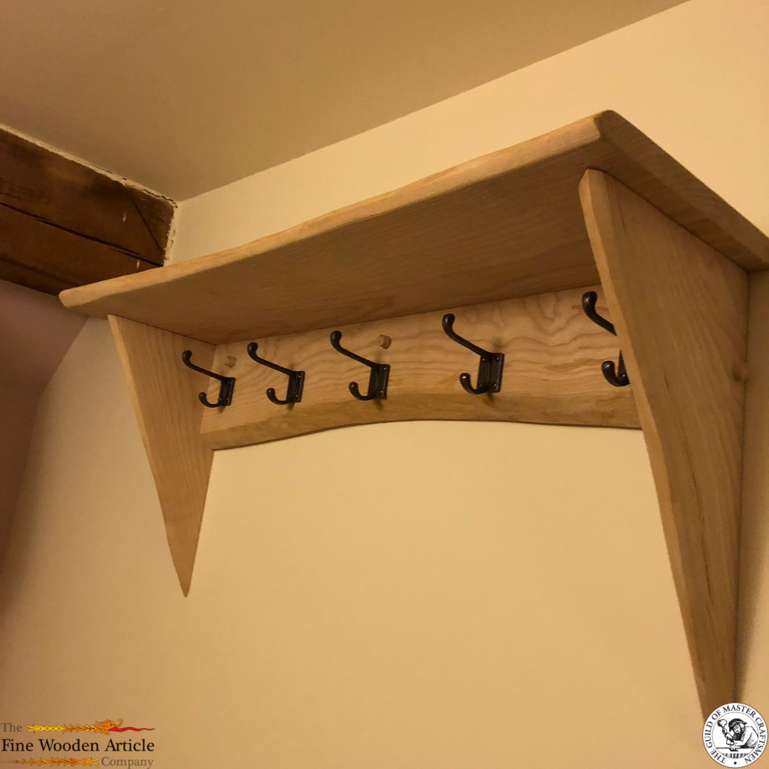 Solid English Ash Coat Peg Shelf Unit