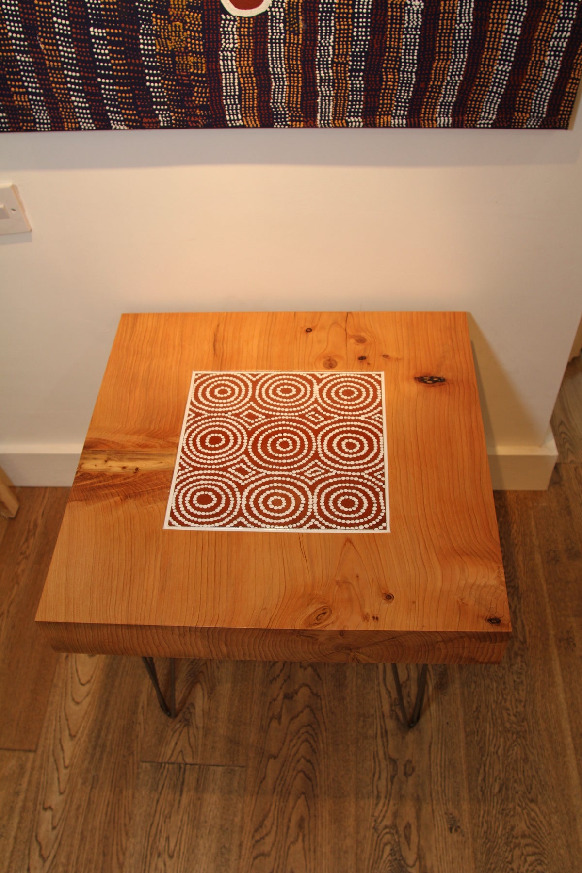 Cedar &amp; Australian Aboriginal Art Tile Coffee Table