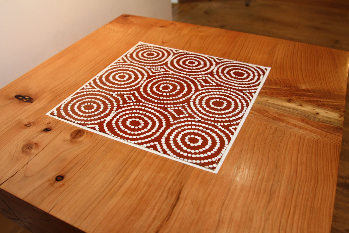 Cedar &amp; Australian Aboriginal Art Tile Coffee Table