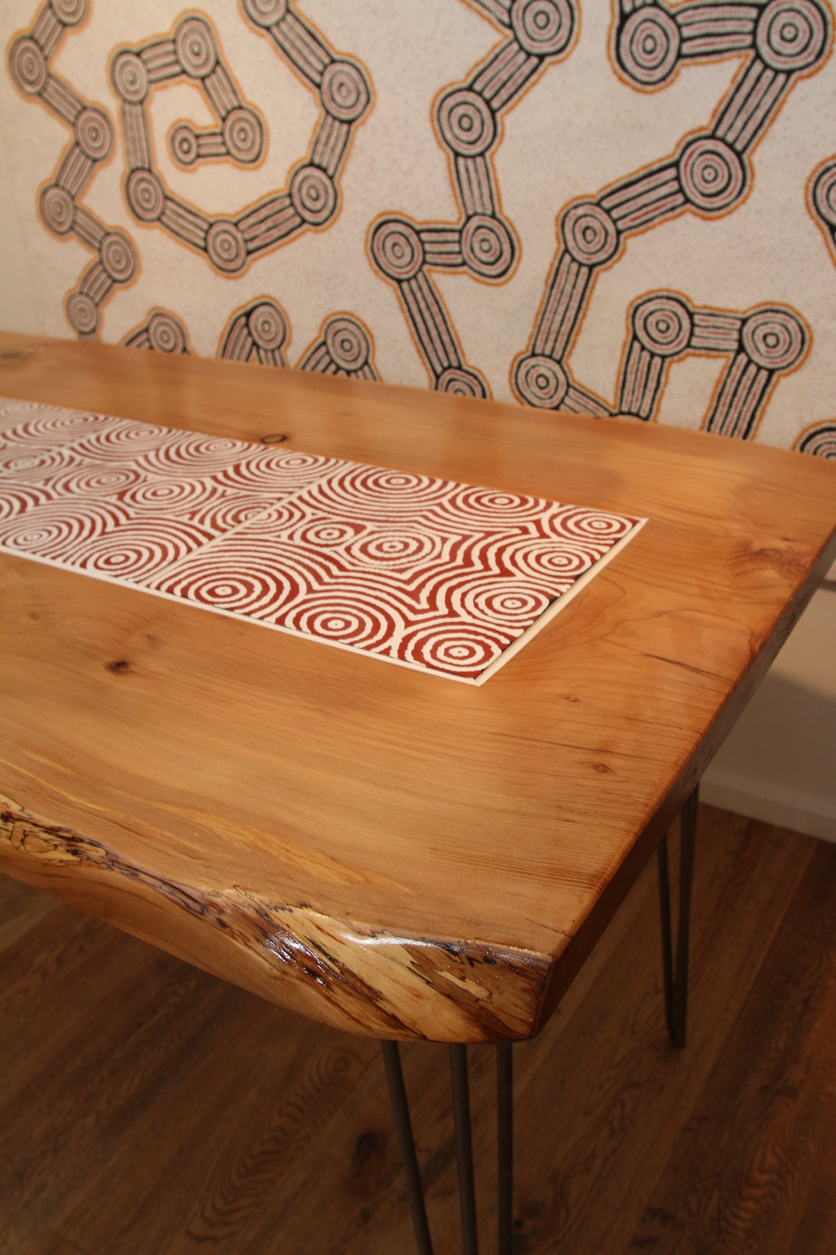 Wood Dining Table with Tiles.