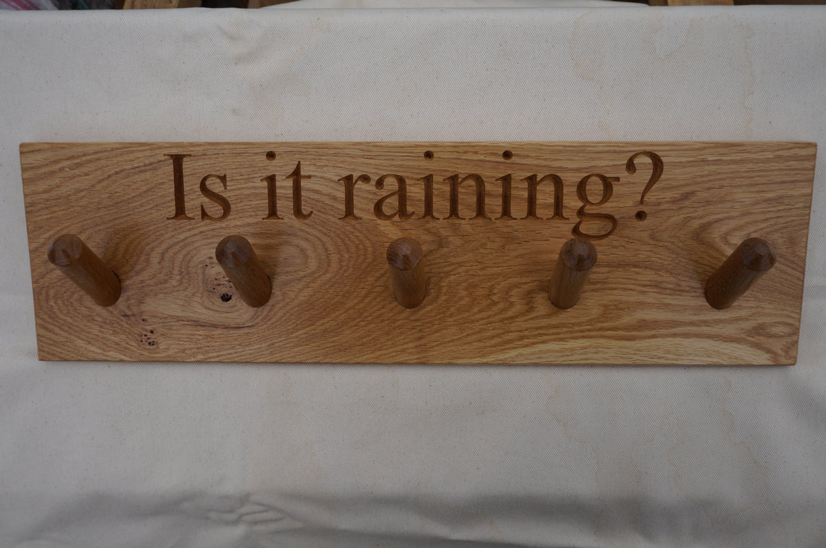 5 PEG Solid Oak Coat Rail