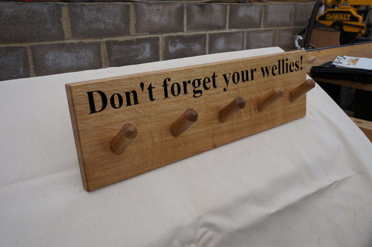 5 PEG Solid Oak Coat Rail