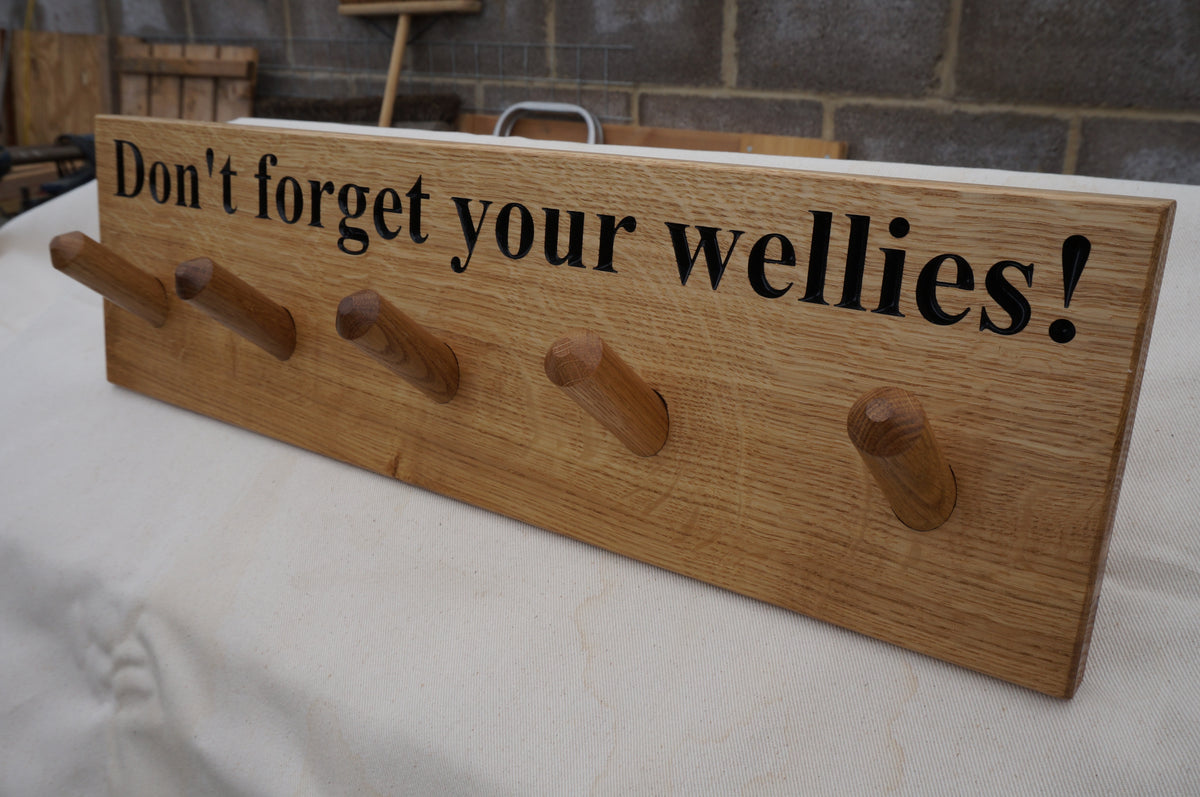 5 PEG Solid Oak Coat Rail