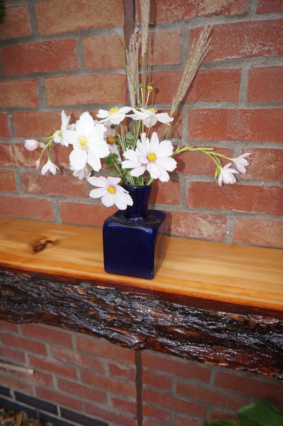 An exquisite, proportionally accurate solid Cedar Console with bark &amp; natural edges for home interiors, finely handcrafted in our Gloucestershire workshop, UK. The Fine Wooden Article Company.