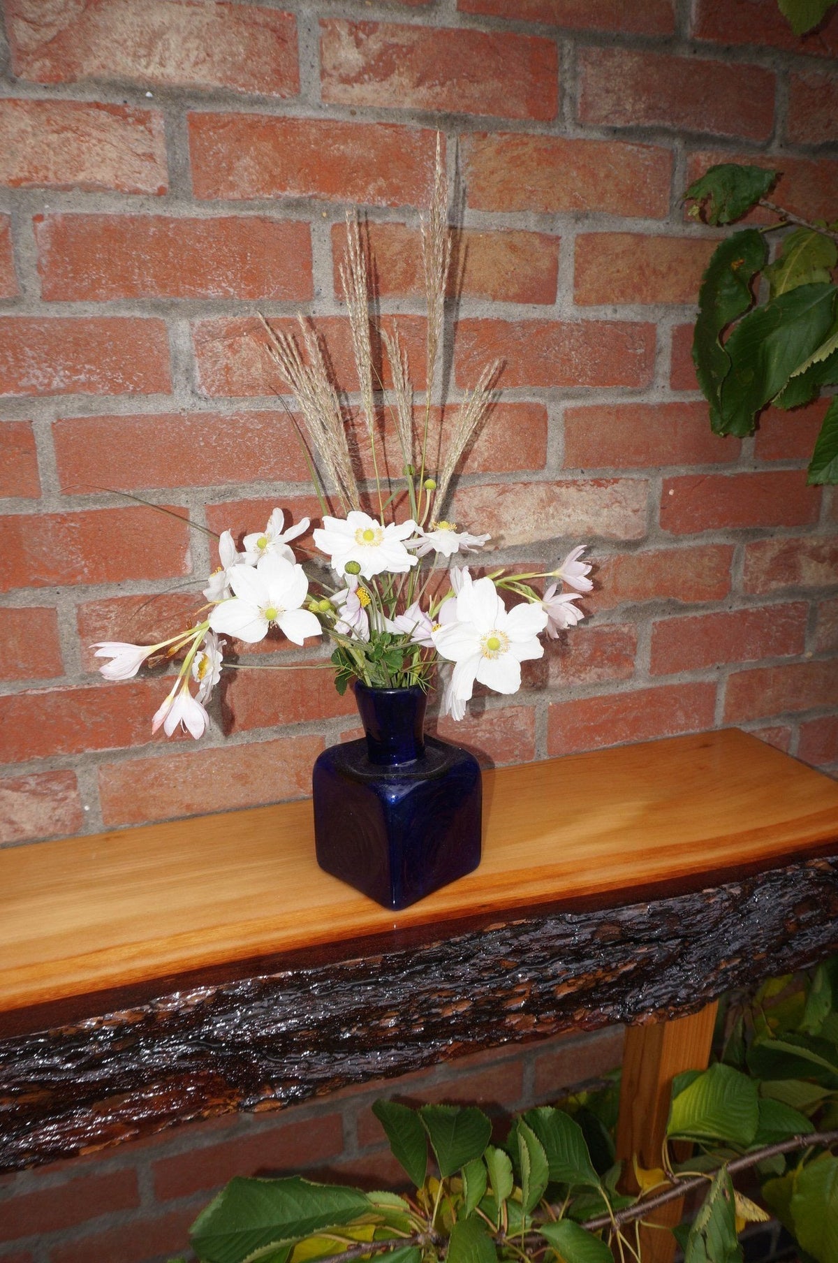 An exquisite, proportionally accurate solid Cedar Console with bark &amp; natural edges for home interiors, finely handcrafted in our Gloucestershire workshop, UK. The Fine Wooden Article Company.