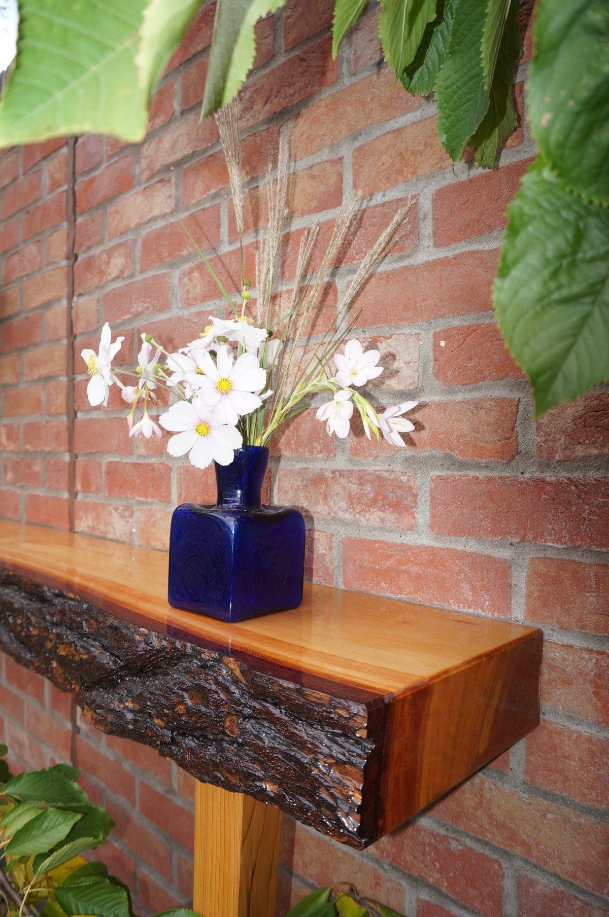 An exquisite, proportionally accurate solid Cedar Console with bark &amp; natural edges for home interiors, finely handcrafted in our Gloucestershire workshop, UK. The Fine Wooden Article Company.