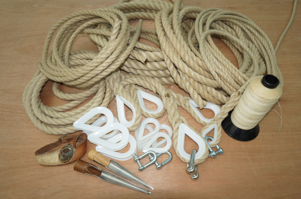 Rope: 3 Strand Hemp Style Polypropylene: (Traditional range. And Toddler swings.) 10mm , 12mm, 18mm, 22mm