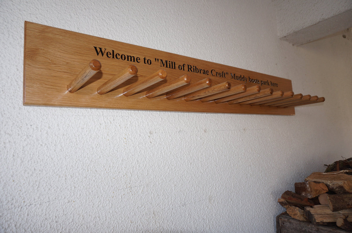 15 PEG Solid Oak Boot Rack