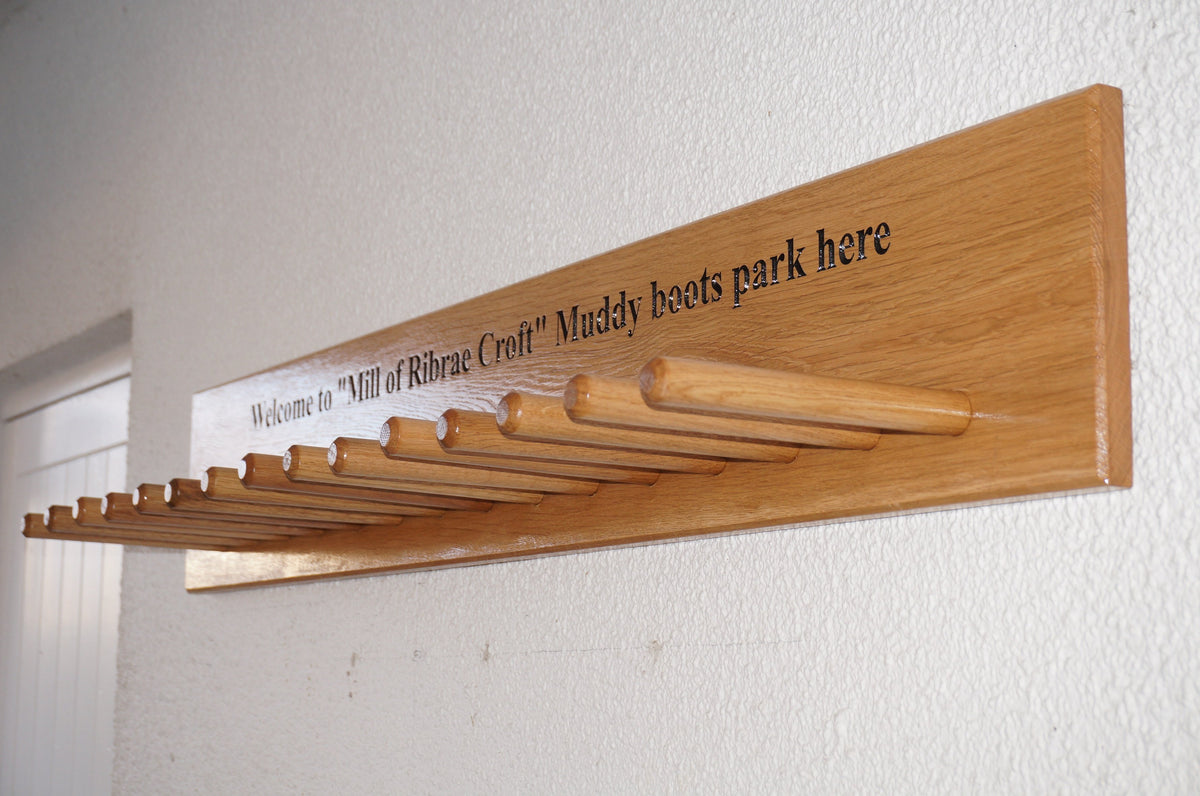 15 PEG Solid Oak Boot Rack