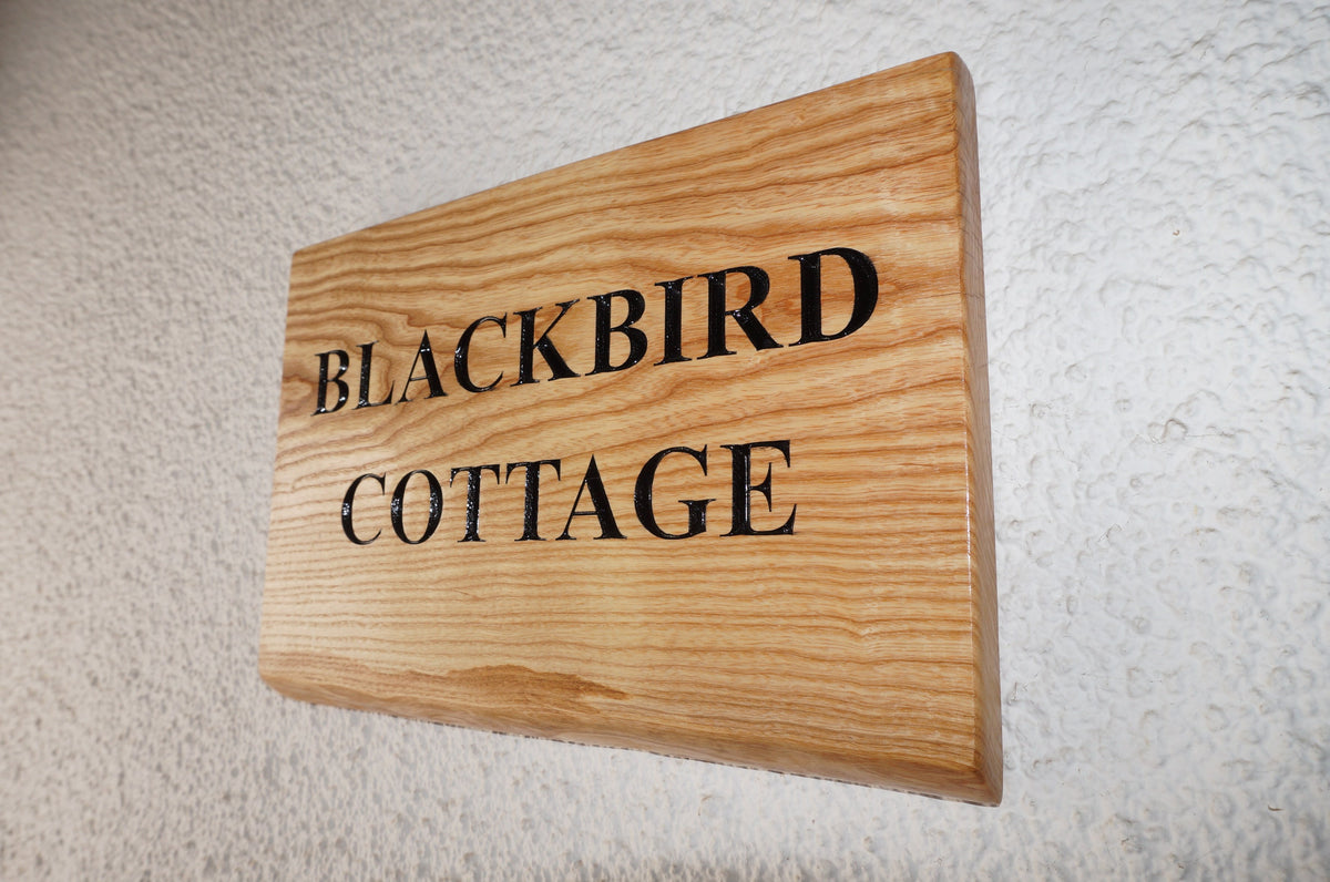 Solid Ash Live Edge House Name Sign (L 37cm : H 25cm : D 2.5cm.)