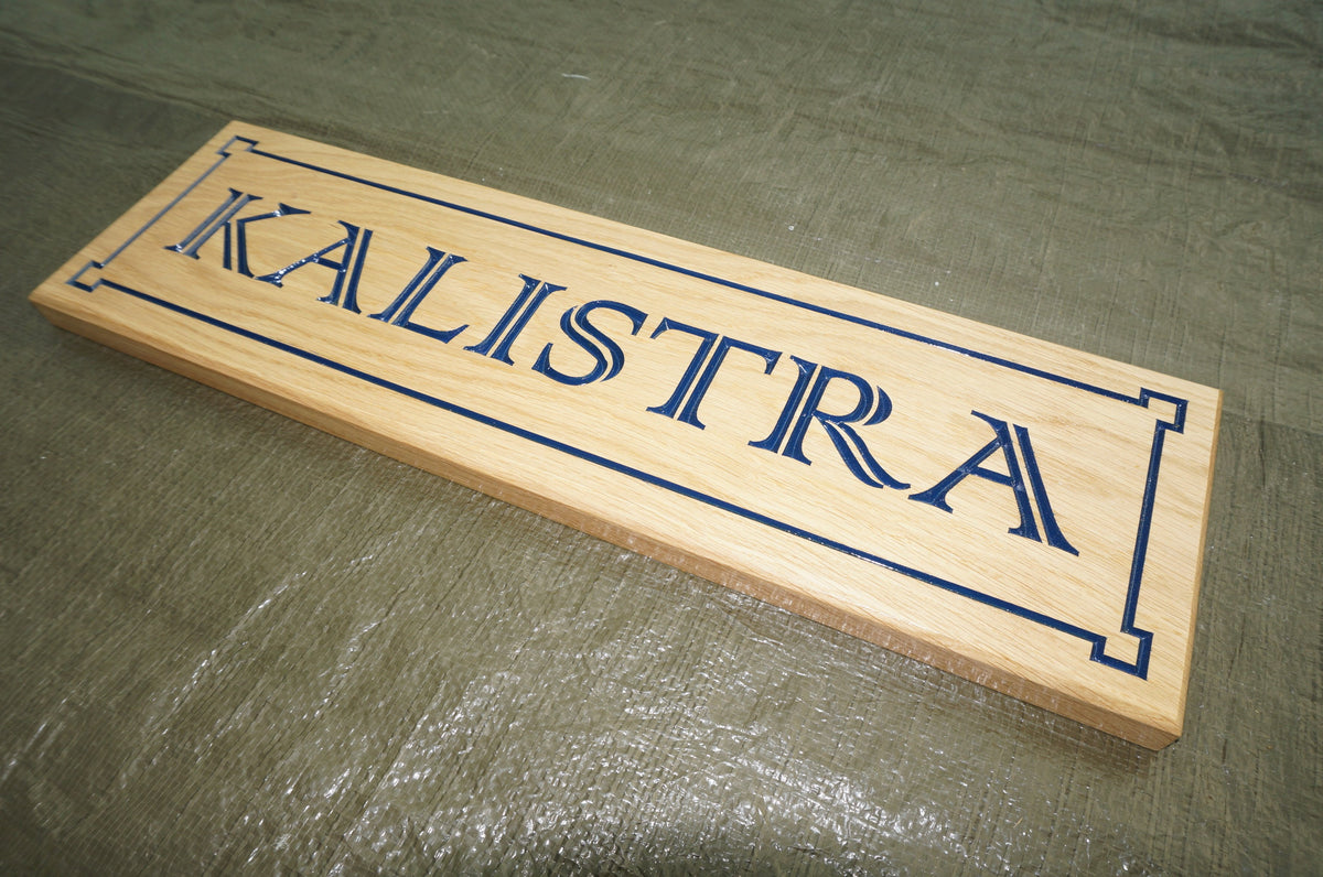 Solid Oak House Name Sign (L 62cm : H 18.2cm : D 2.5cm.)
