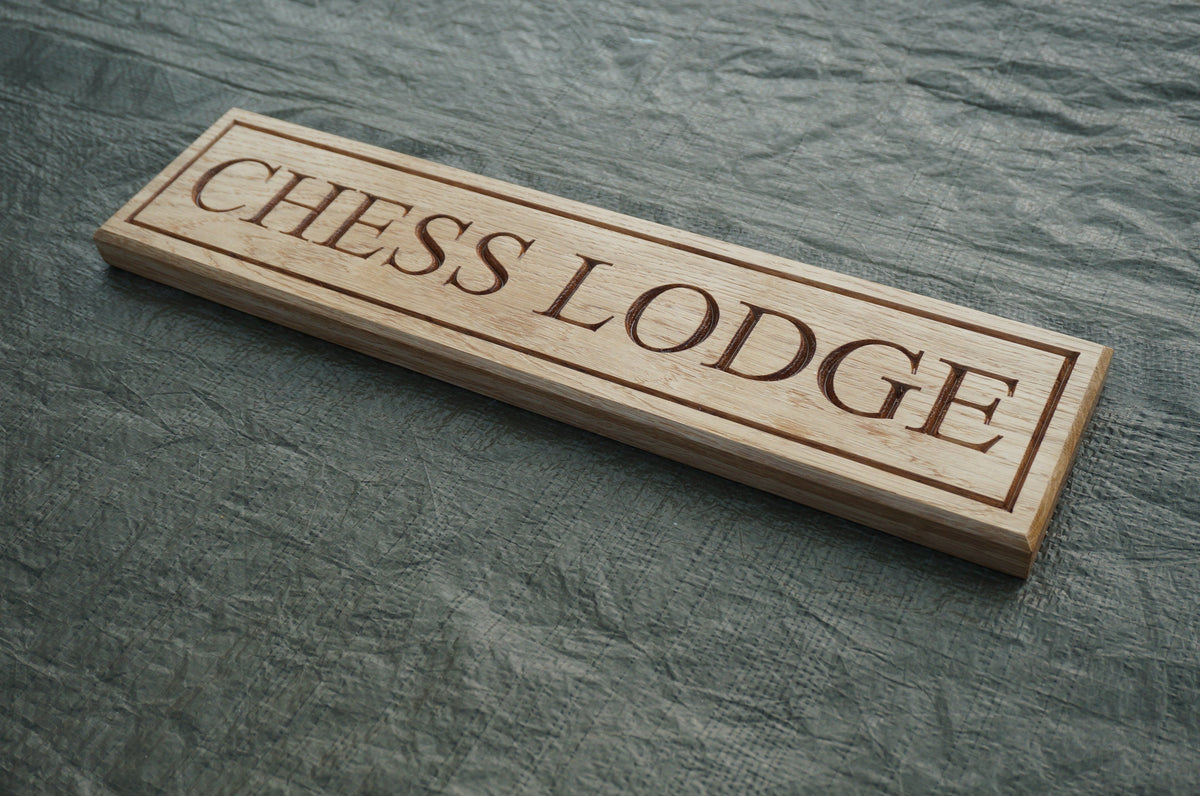 Solid Oak House Name Sign (L 50cm : H 12cm : D 2.5cm.)