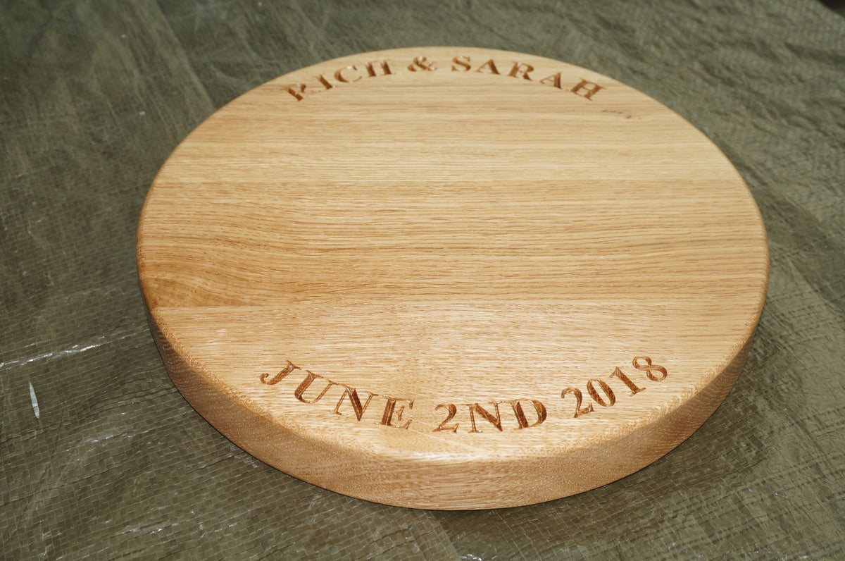 Solid Wood Engraved Cake / Cheese / Food Board (12 inch diameter)