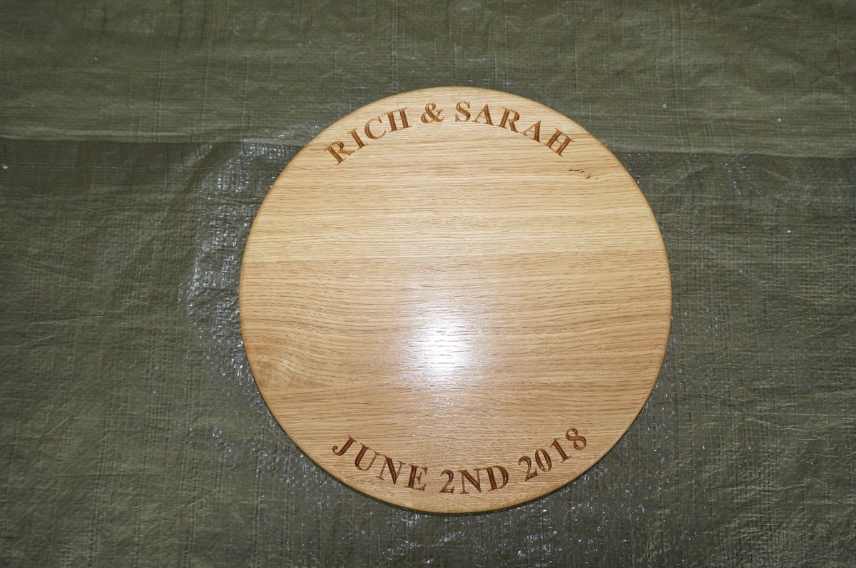 Solid Wood Engraved Cake / Cheese / Food Board (12 inch diameter)
