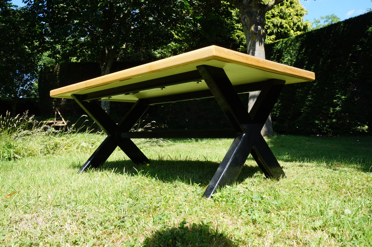 Ash River Coffee Table, with metal legs.