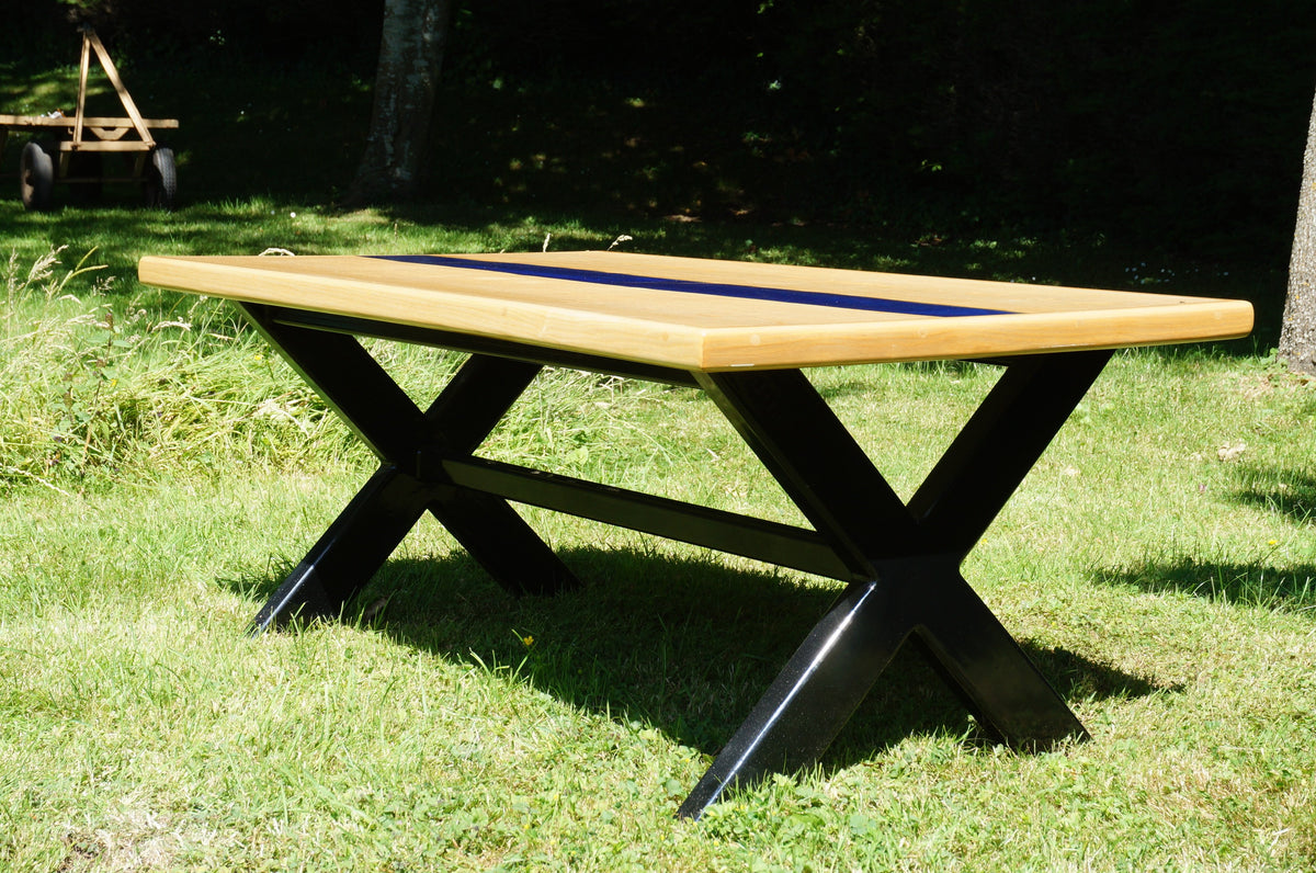 Ash River Coffee Table, with metal legs.
