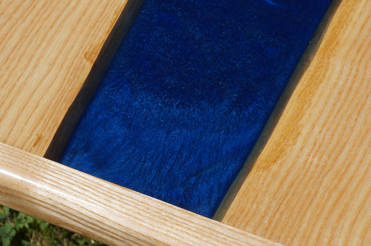 Ash River Coffee Table, with metal legs.