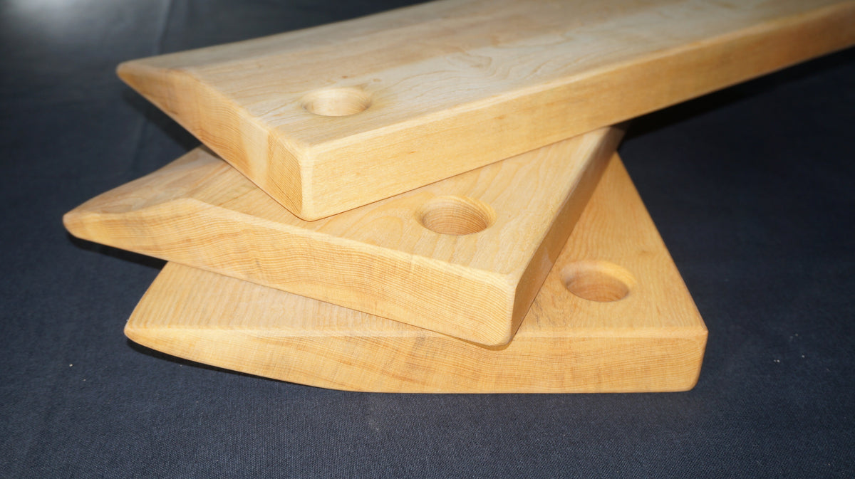 Ash Carving Board. (Natural Edged, with thumb hole.) 37cm x 25-30cm x D 4cm