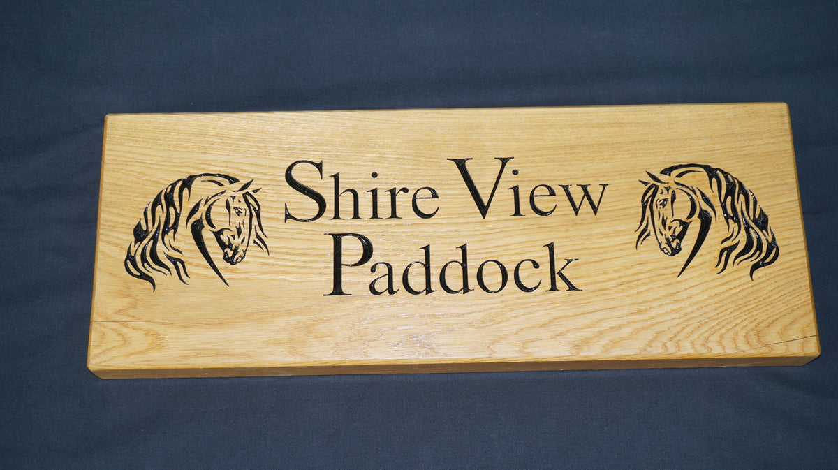 Solid Oak House Name Sign (L 61cm : H 23cm : D 4.5cm.)