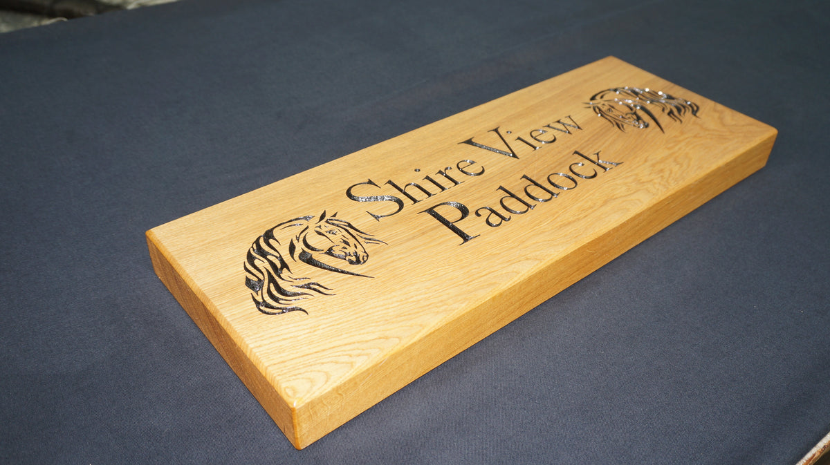 Solid Oak House Name Sign (L 61cm : H 23cm : D 4.5cm.)