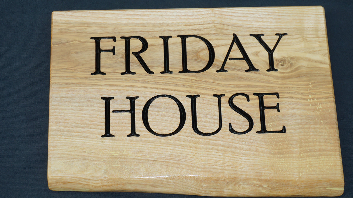Solid Ash Live Edge House Name Sign (L 37cm : H 25cm : D 2.5cm.)