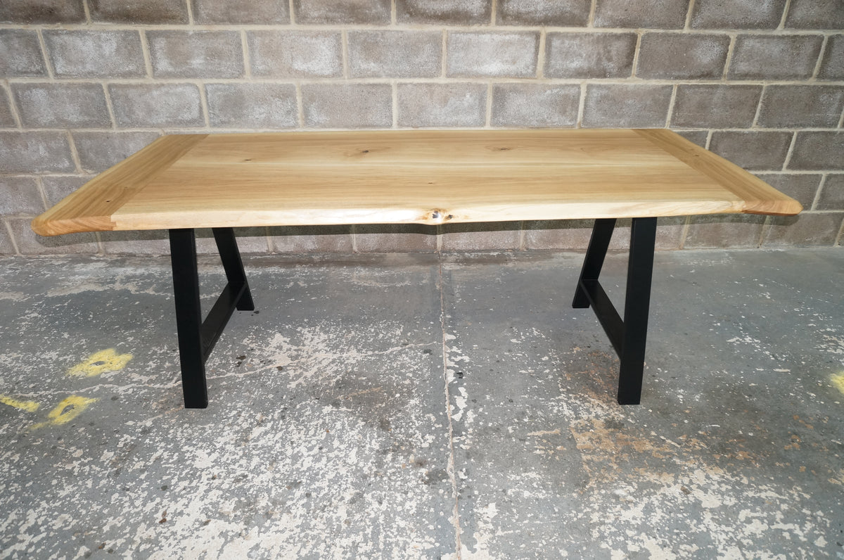 ROSS Solid English Oak Dining Table, Natural edged. 214x90cm