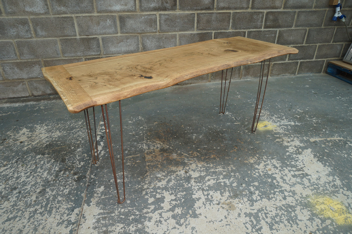 HERBERT Solid English Oak Dining Table, Natural edged. 170x60cm