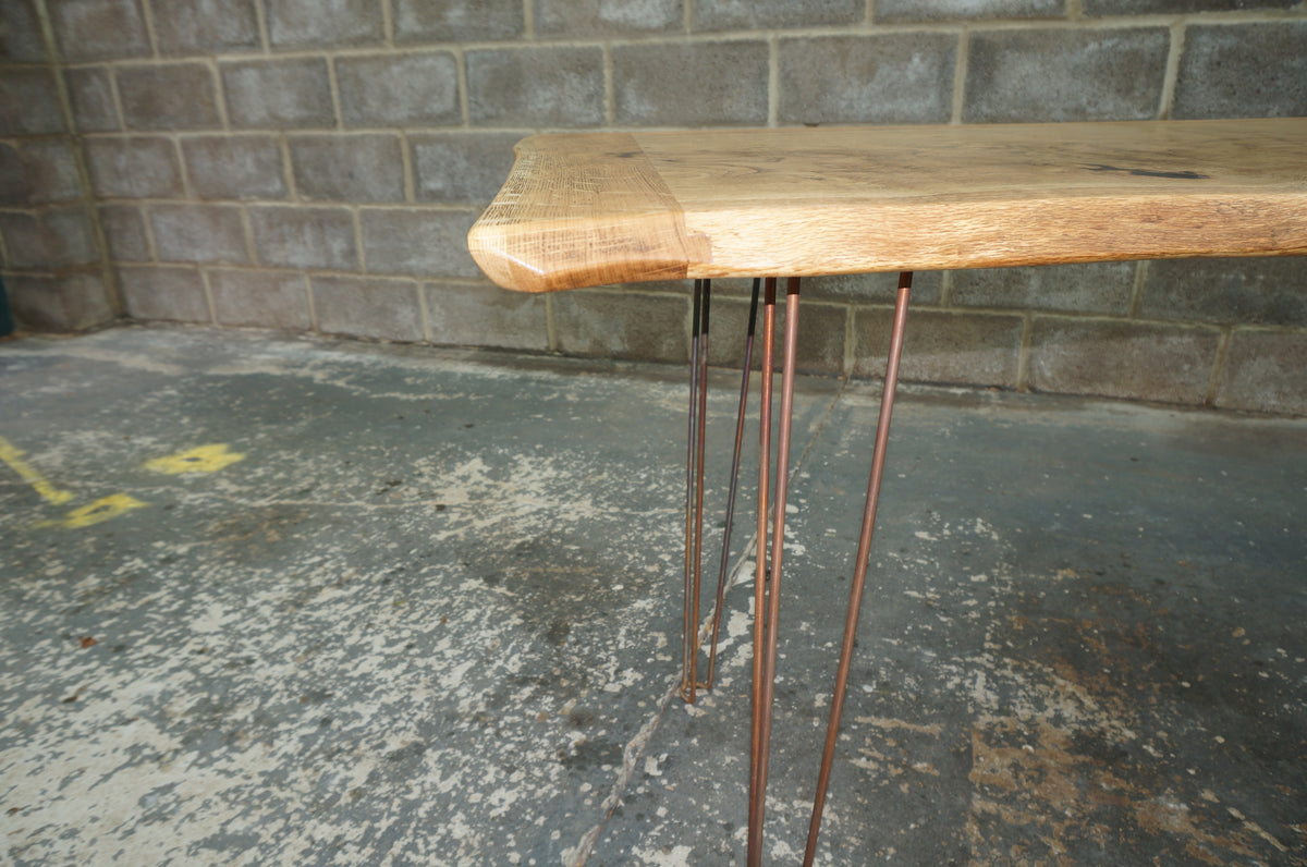 HERBERT Solid English Oak Dining Table, Natural edged. 170x60cm