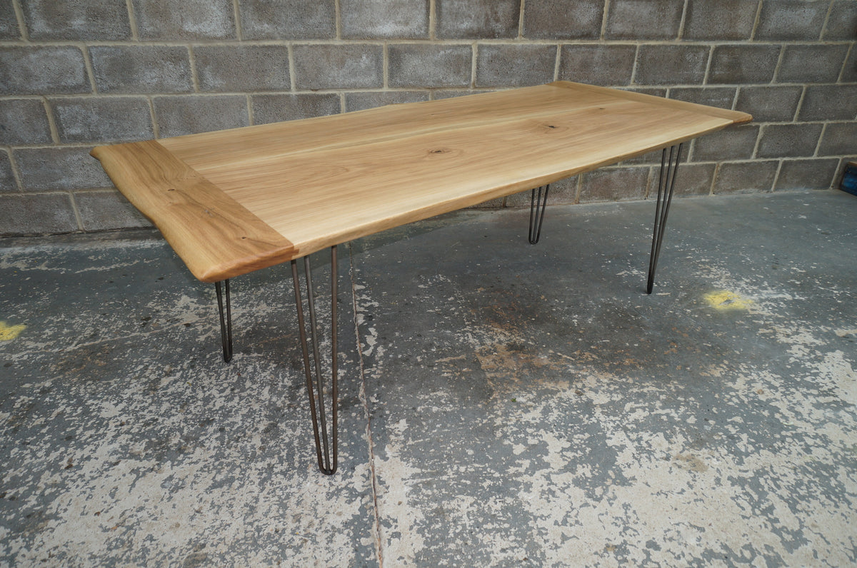ROSS Solid English Oak Dining Table, Natural edged. 214x90cm