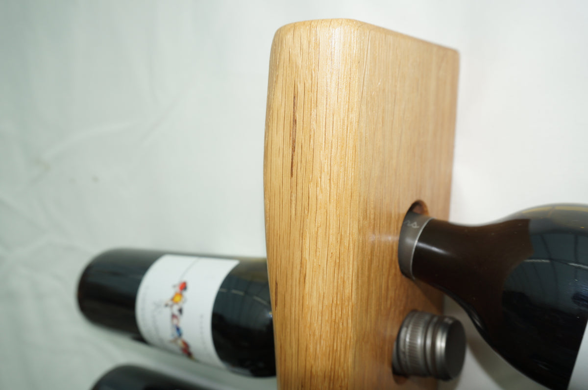 Live Edge Wall-mounted Wine Rack, Solid Oak (8 bottle)