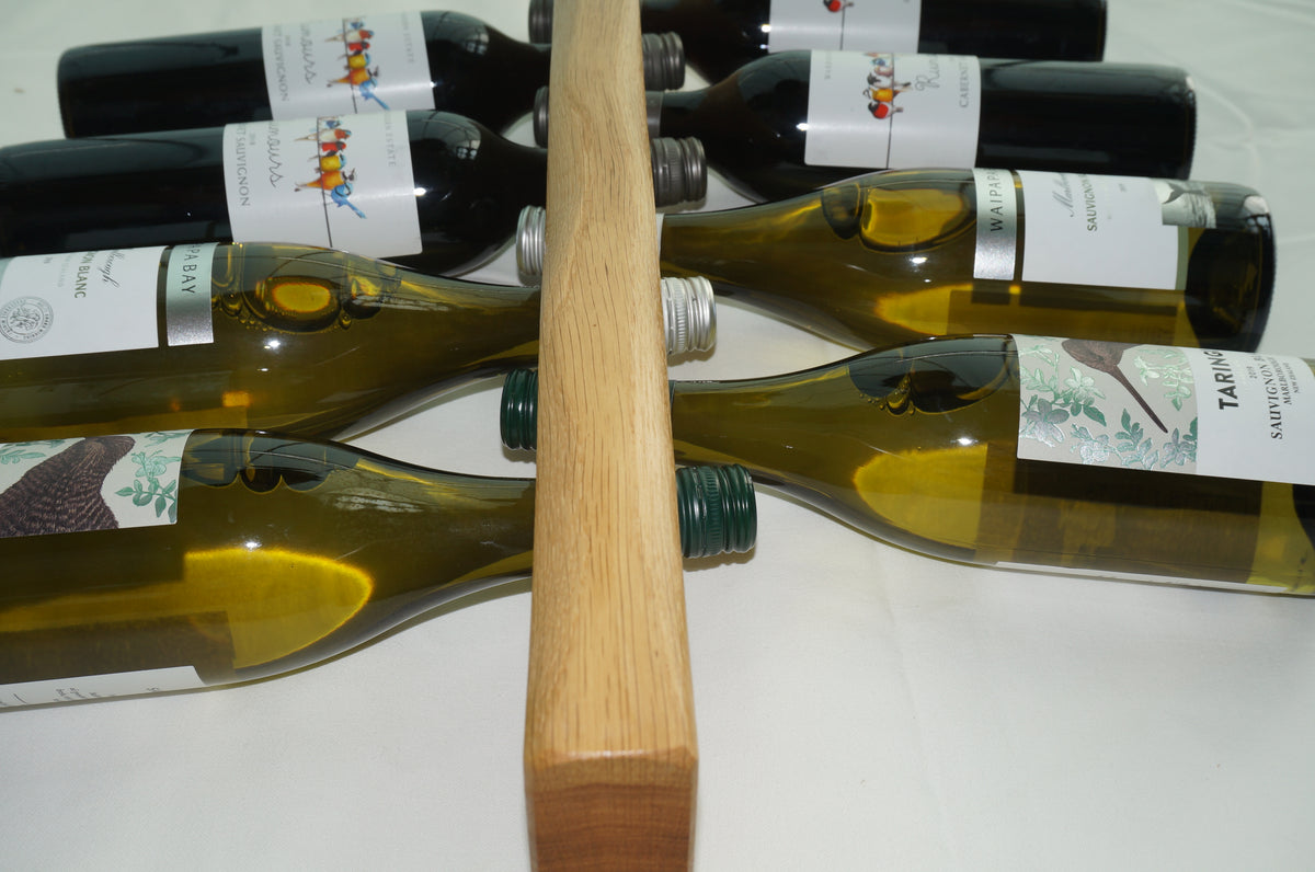 Live Edge Wall-mounted Wine Rack, Solid Oak (12 bottle)