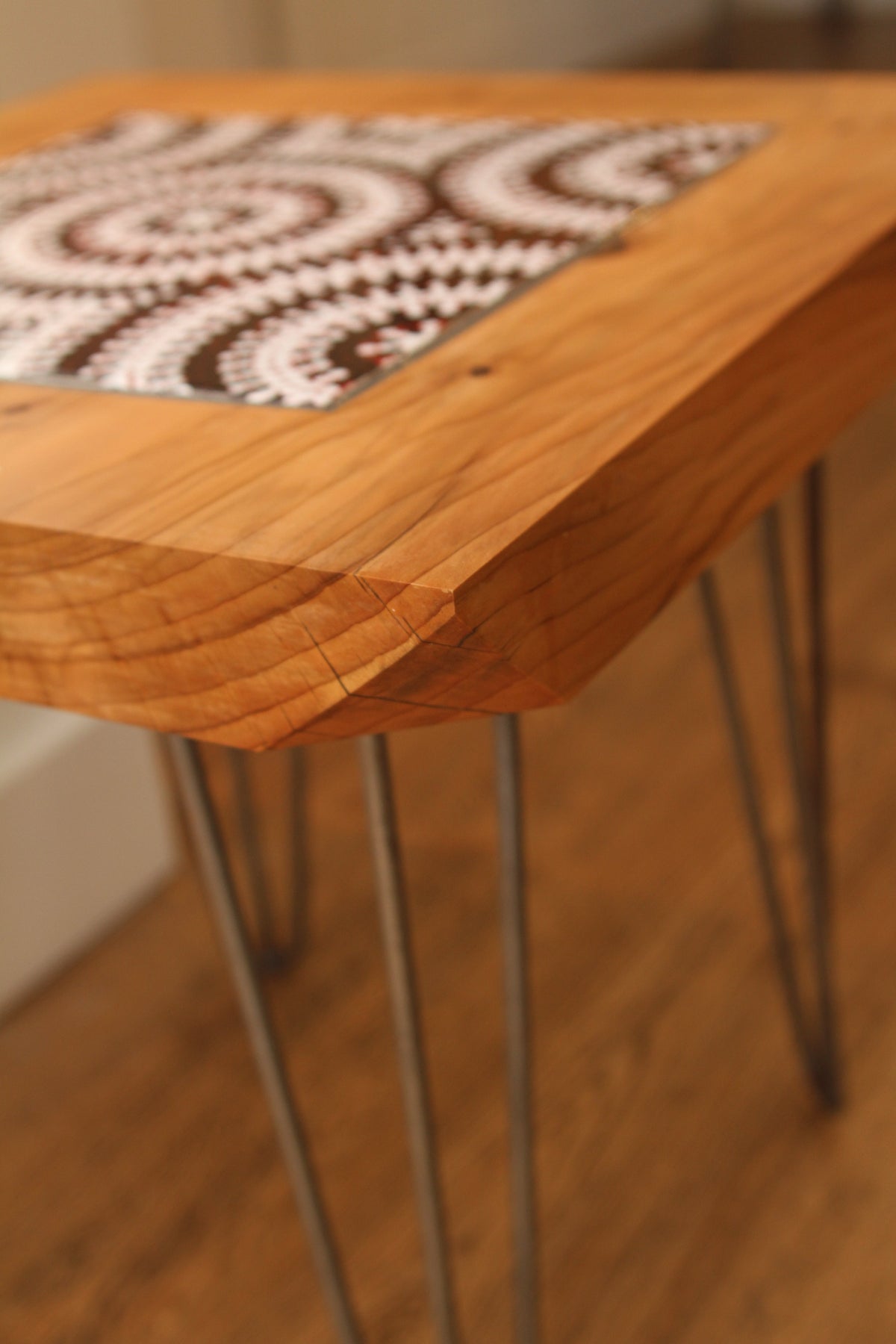 Cedar and Australian Aboriginal Art Tile Coffee Table