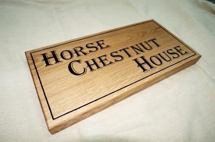 Extra Large solid oak rectangular House Name Sign, bespoke, hand engraved, High Quality, durable, crafted in our wood working workshop, Gloucestershire, UK. The Fine Wooden Article Company.