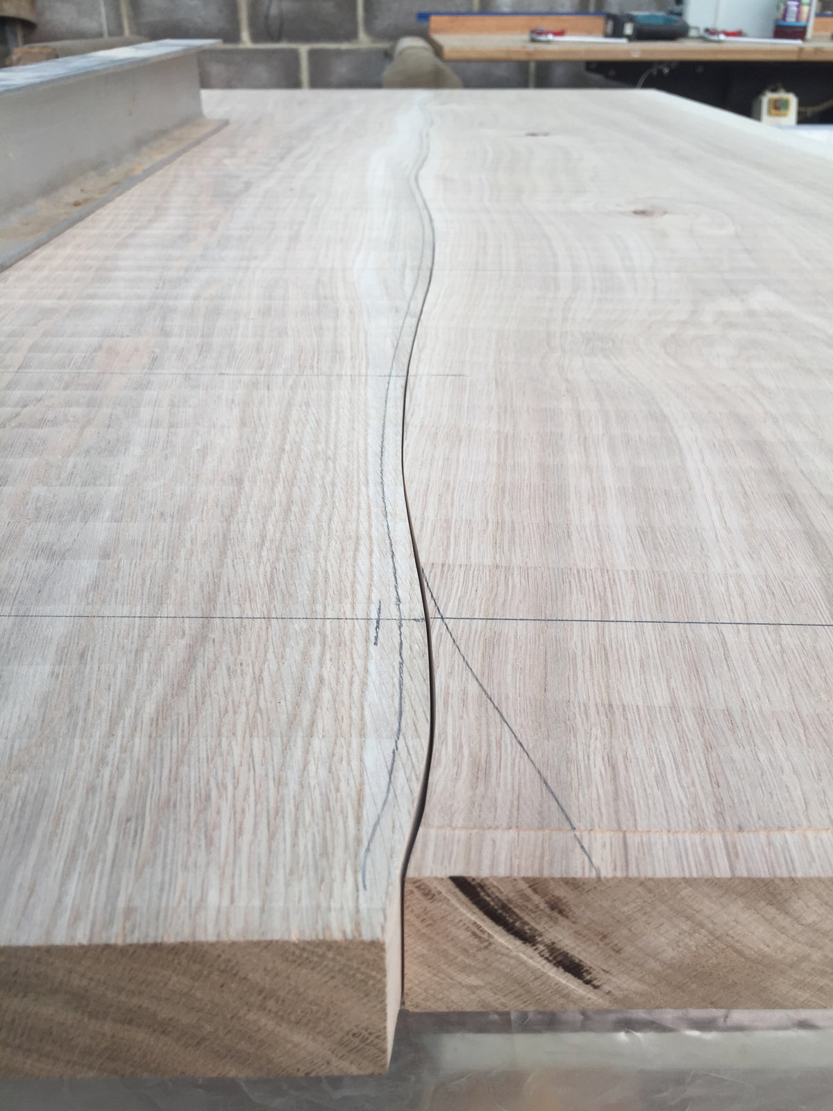 ROSS Solid English Oak Dining Table, Natural edged. 214x90cm