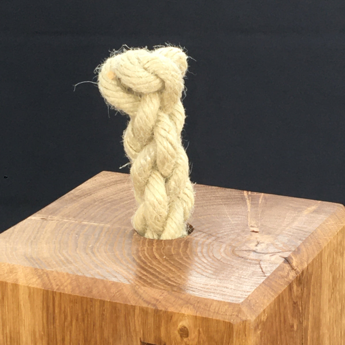 Solid Green Oak Doorstop with Hand Spliced Rope Handle &amp; Rubber Feet (small)