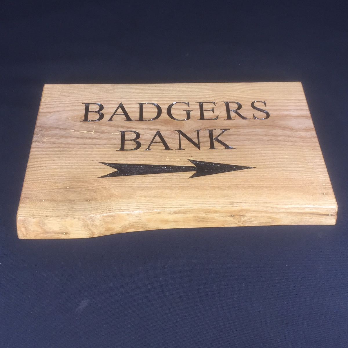 Solid Ash Live Edge House Name Sign (L 37cm : H 25cm : D 2.5cm.)