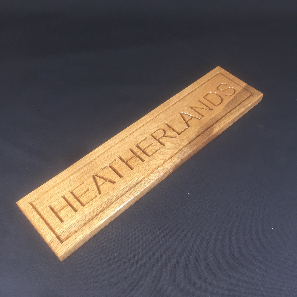 Solid Oak House Name Sign (L 50cm : H 12cm : D 2.5cm.)