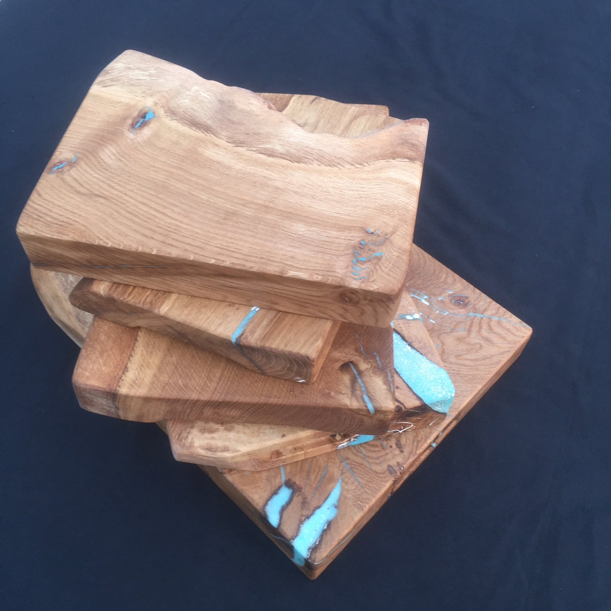 Oak Chopping Board. (Square Edged with resin detailing.)E 43x31x4cm