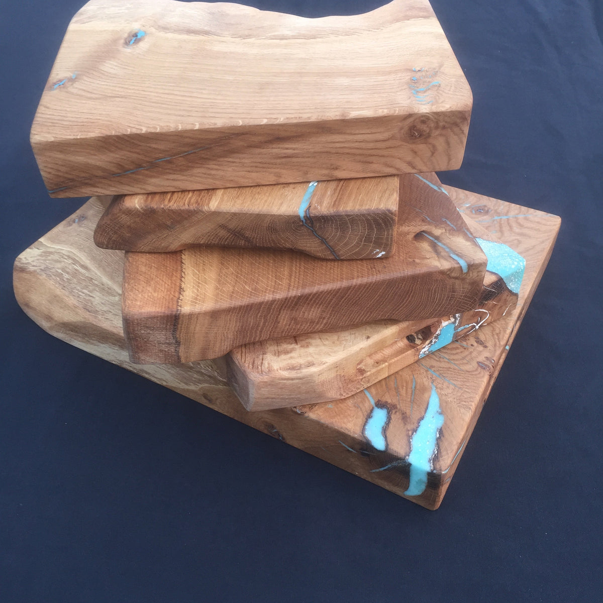 Oak Chopping Board. (Square Edged with resin detailing.)F 39x29.5x5.5cm