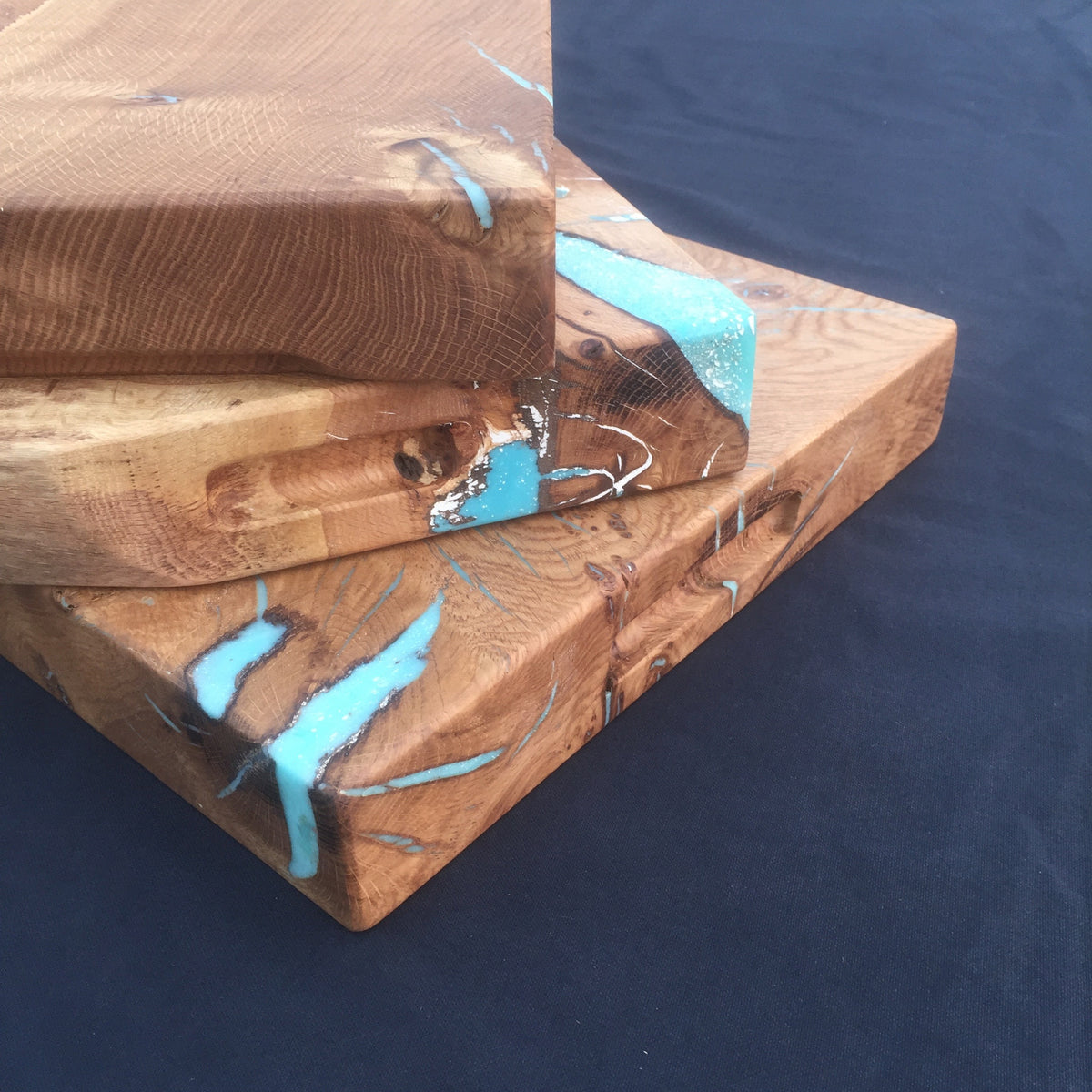 Oak Chopping Board. (Square Edged with resin detailing.)F 39x29.5x5.5cm