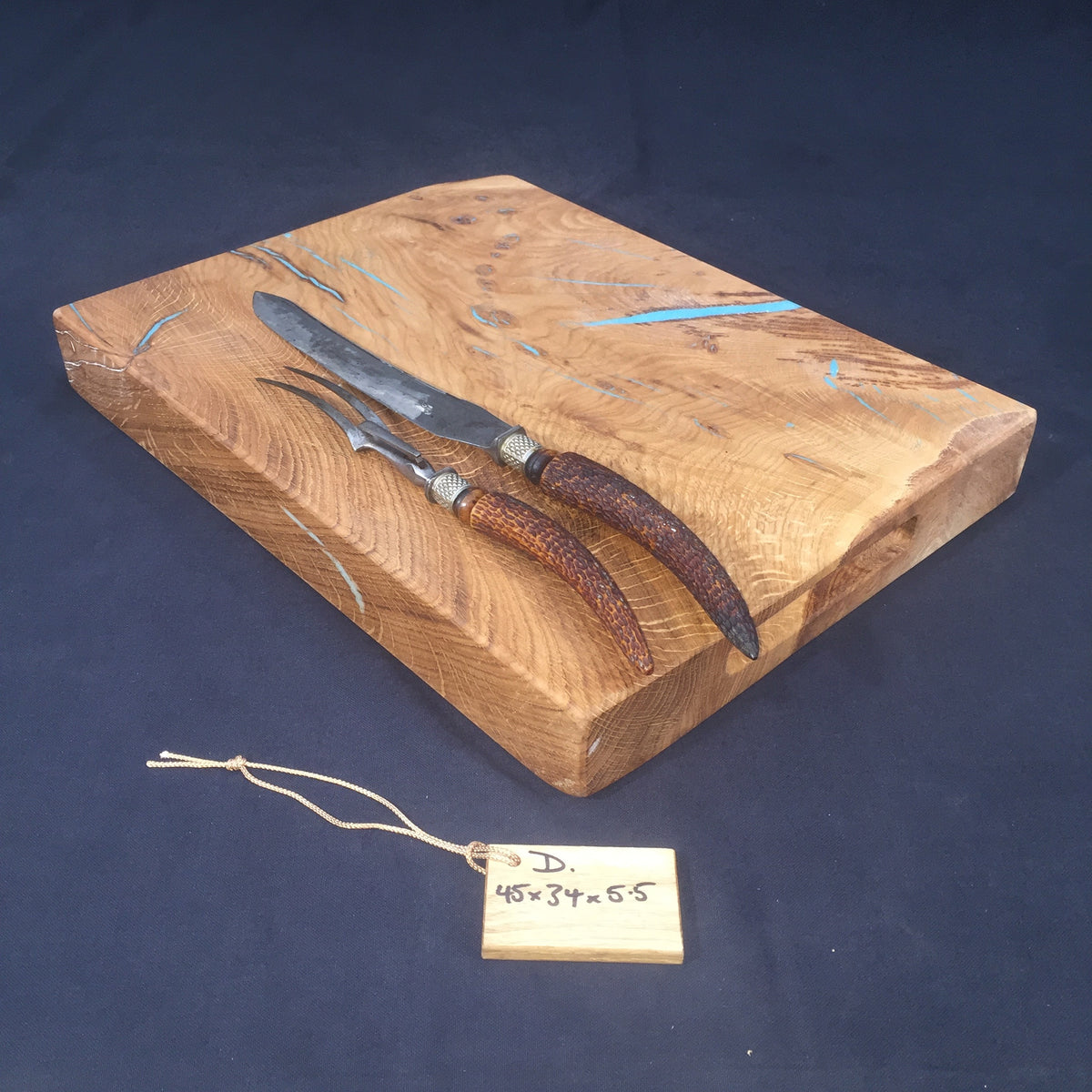 Oak Chopping Board. (Square Edged with resin detailing.)D 45x34x5.5cm