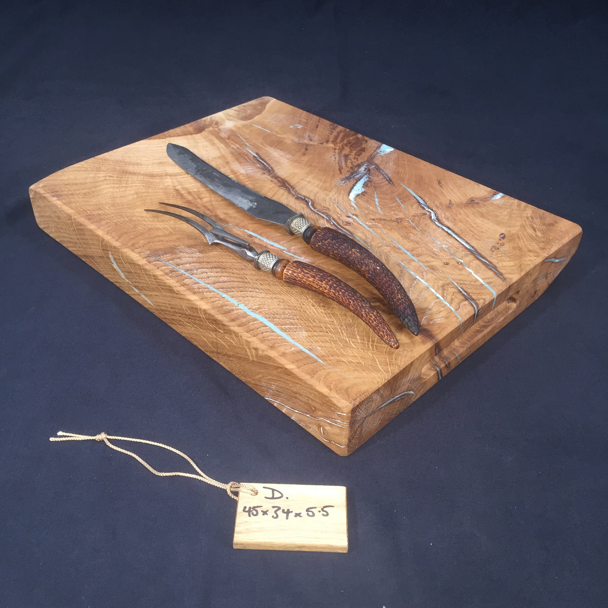 Oak Chopping Board. (Square Edged with resin detailing.)D 45x34x5.5cm