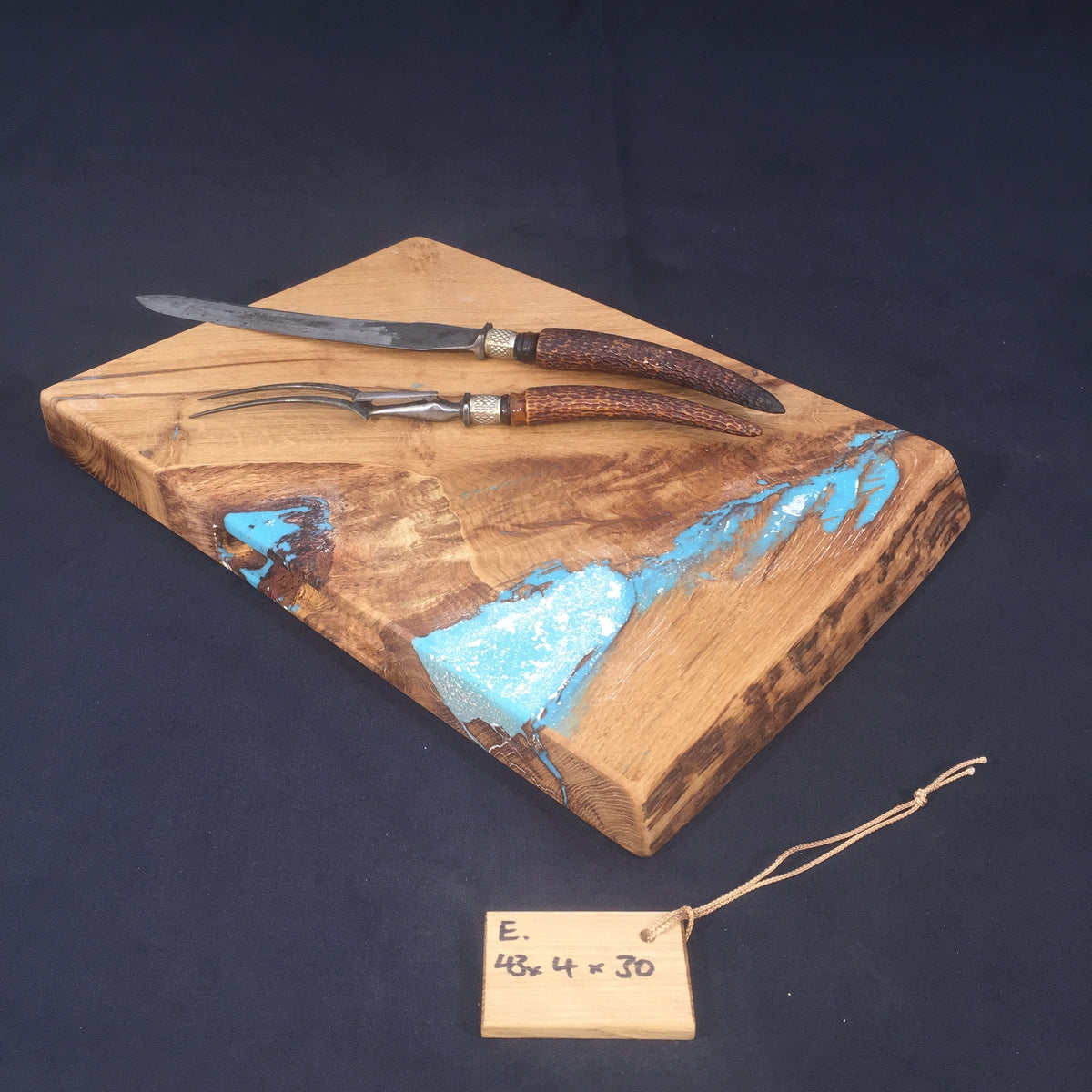 Oak Chopping Board. (Square Edged with resin detailing.)E 43x31x4cm